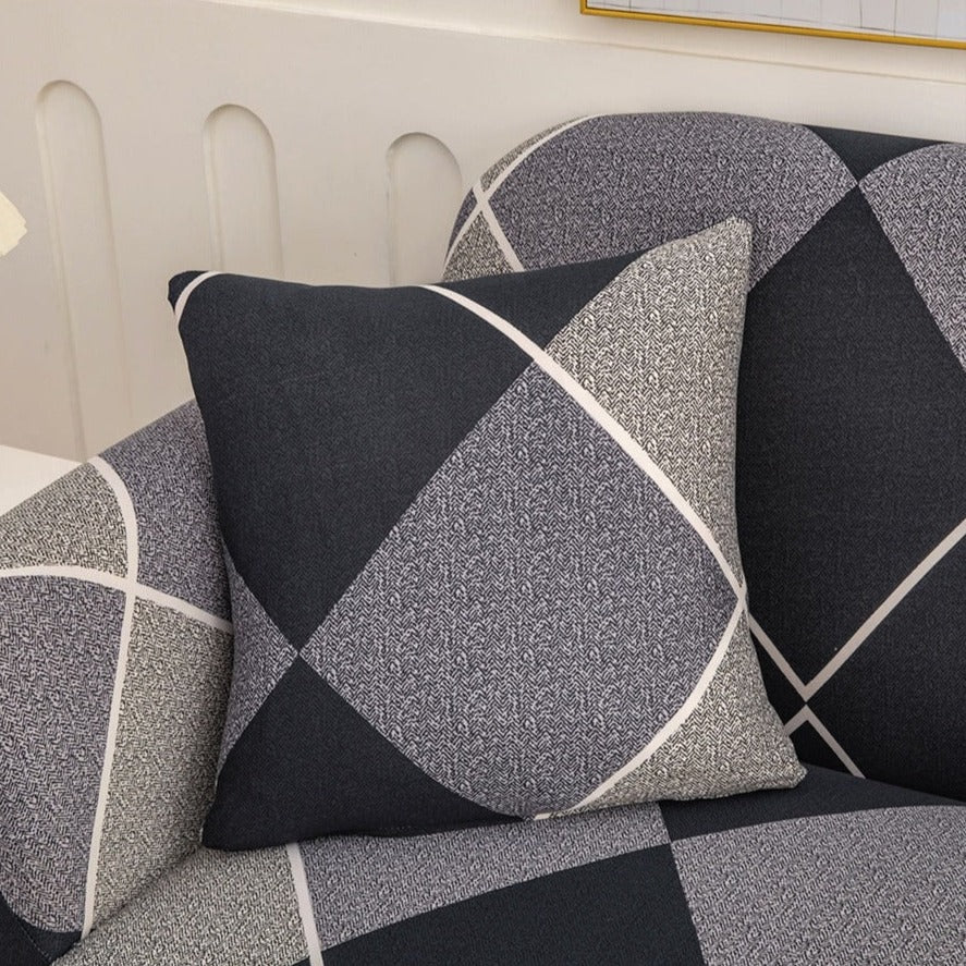 Fabrella Exclusive Stretchable Sofa Cover - Checkerplaid Blue