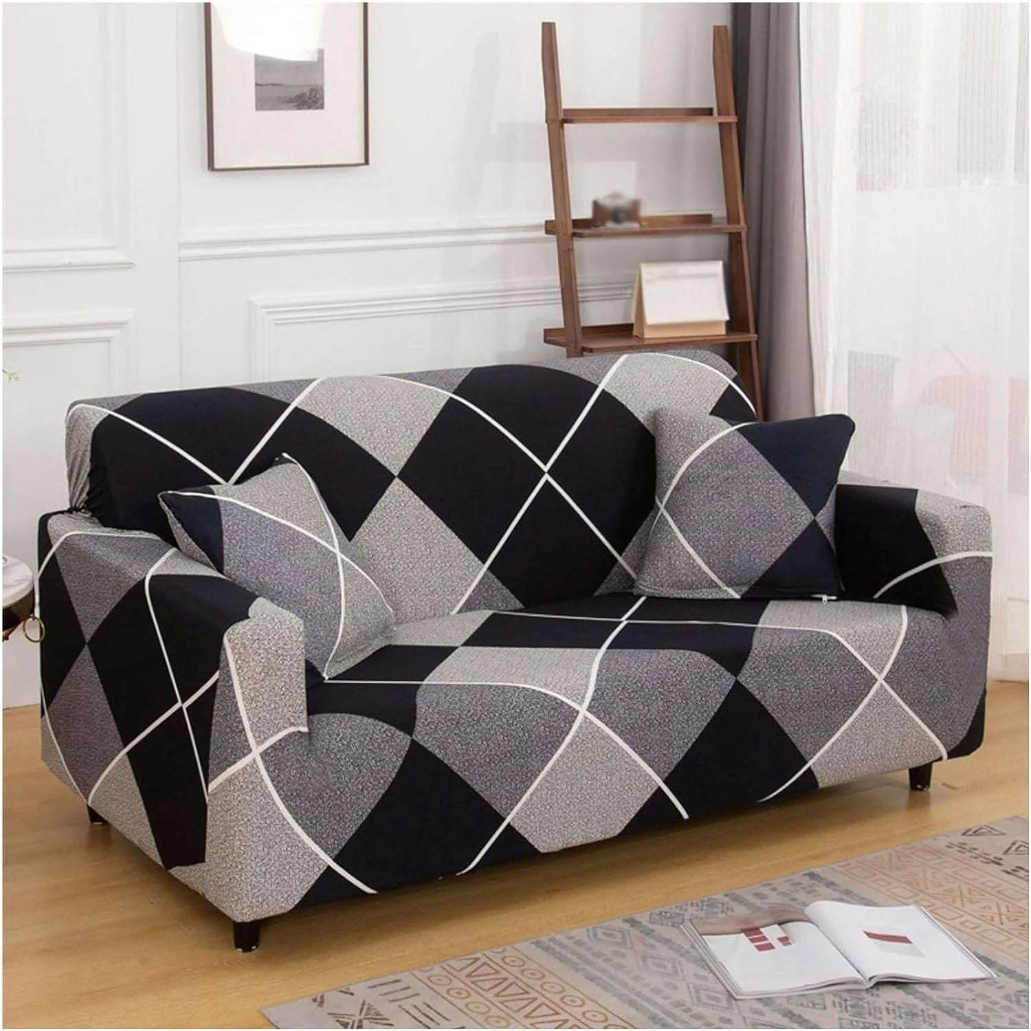 Fabrella Exclusive Stretchable Sofa Cover - Checkerplaid Blue