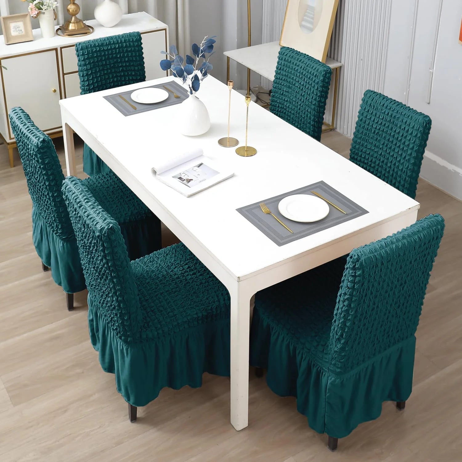 2025 Turkish Bubble Frill Chair Covers : Teal