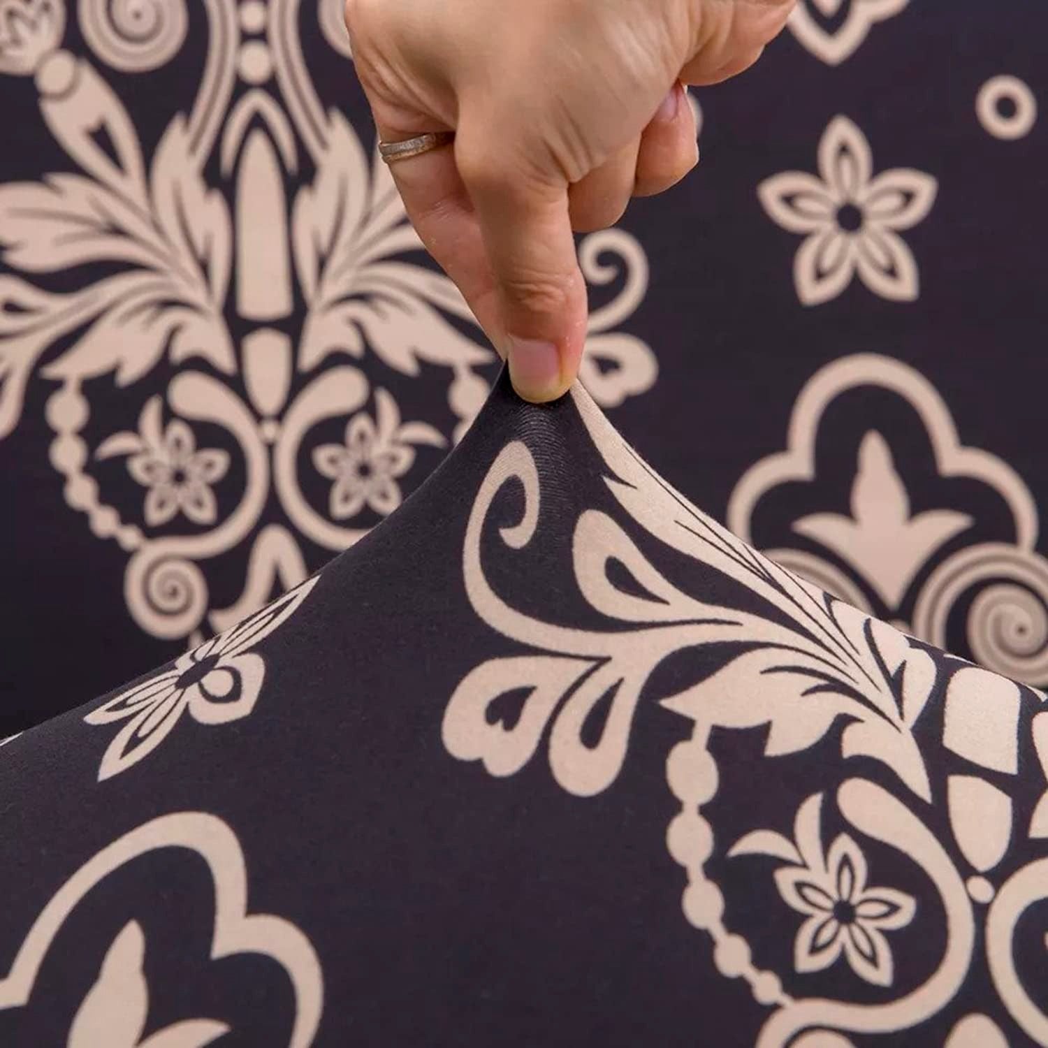 Fabrella Exclusive Stretchable Sofa Cover - Black Brocade