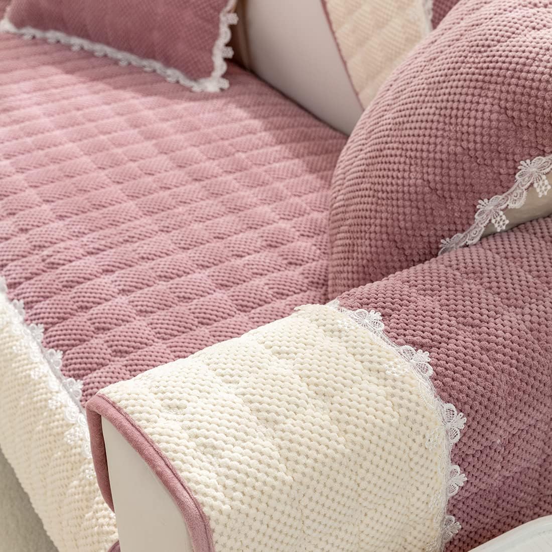 Febrella Quilted Non-Slip Sofa Cover Mat - Rose Mauve