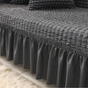 2025 L Shape Turkish Bubble Frill Sofa Covers : Dark Grey