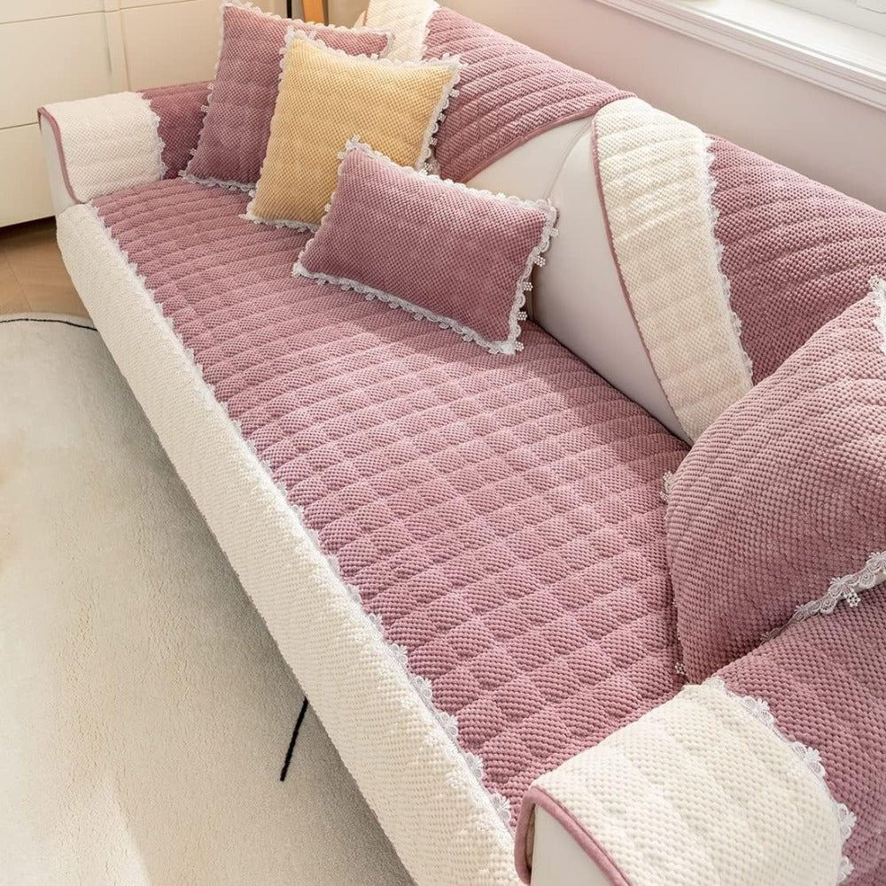 Fabrella Quilted Non-Slip Sofa Cover Mat - Frost Blue