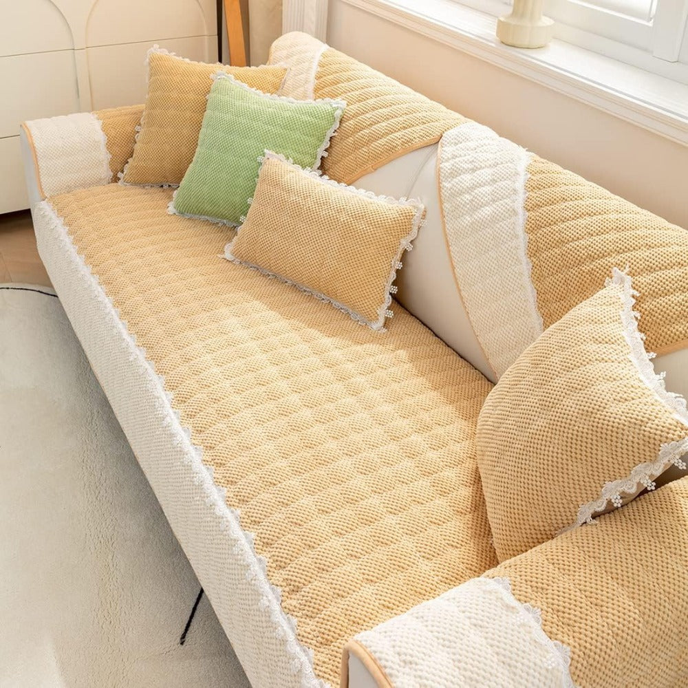 Fabrella Quilted Non-Slip Sofa Cover Mat - Frost Blue