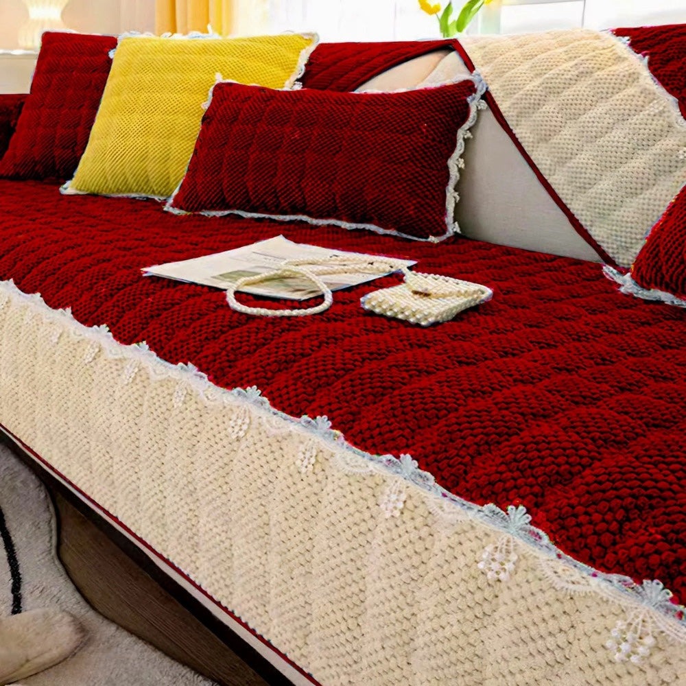 Fabrella Quilted Non-Slip Sofa Cover Mat - Frost Blue