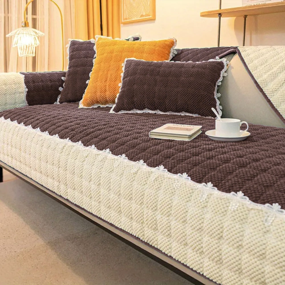 Fabrella Quilted Non-Slip Sofa Cover Mat - Frost Blue