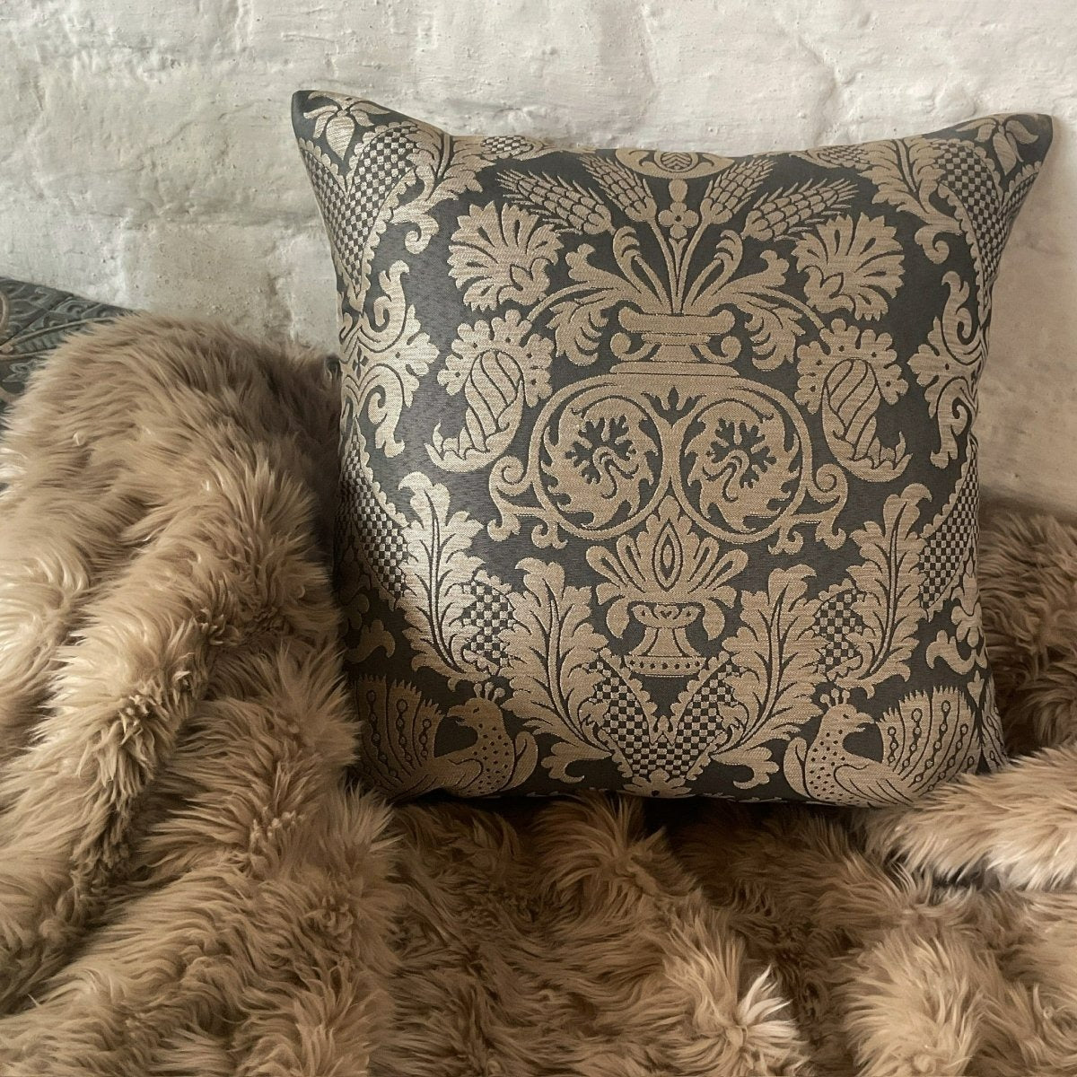Gold Tone Pattern Cushion Cover