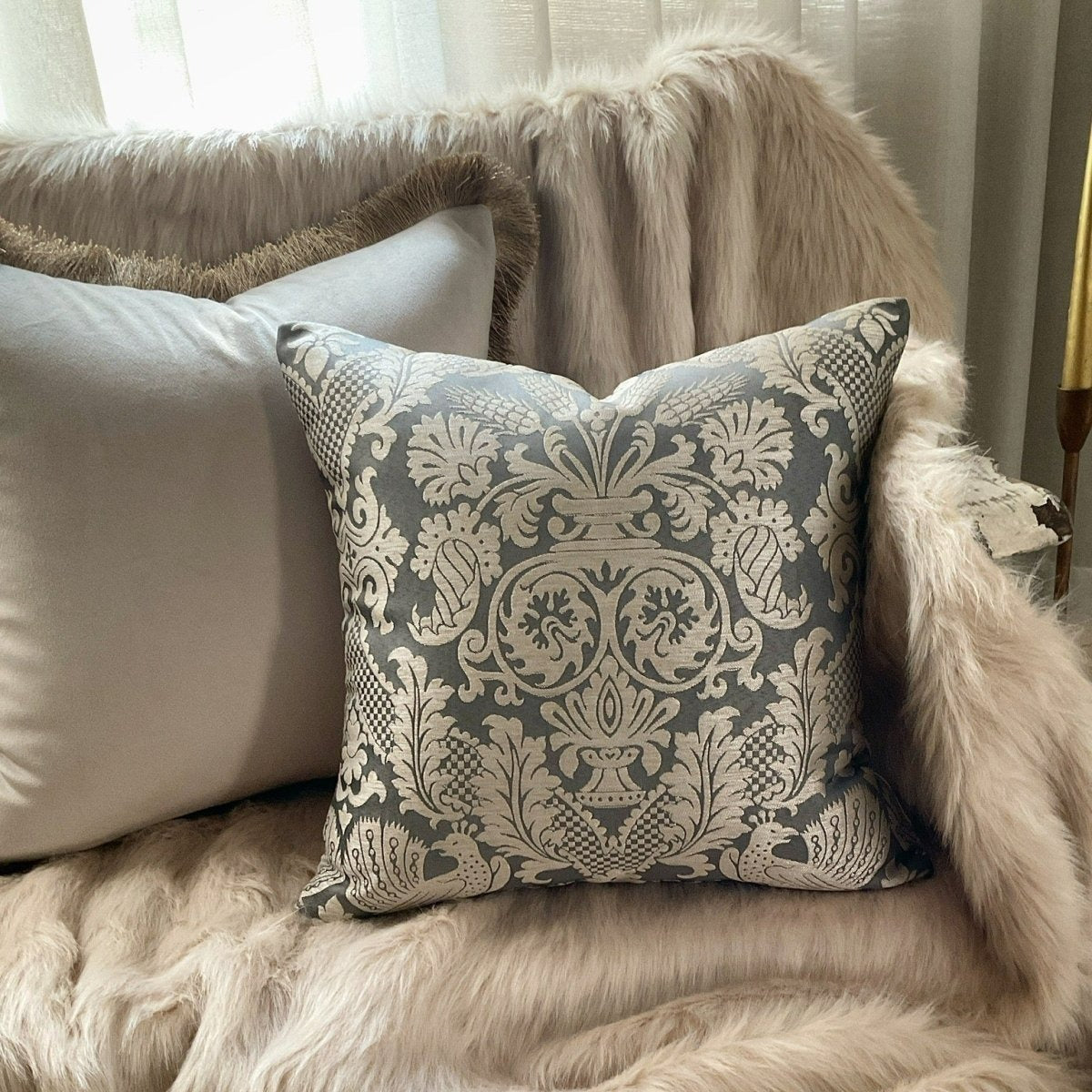 Gold Tone Pattern Cushion Cover