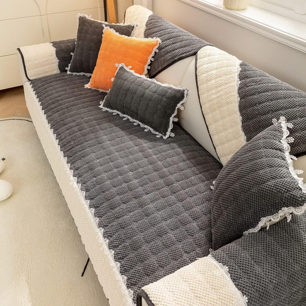 Fabrella Quilted Non-Slip Sofa Cover Mat - Frost Blue