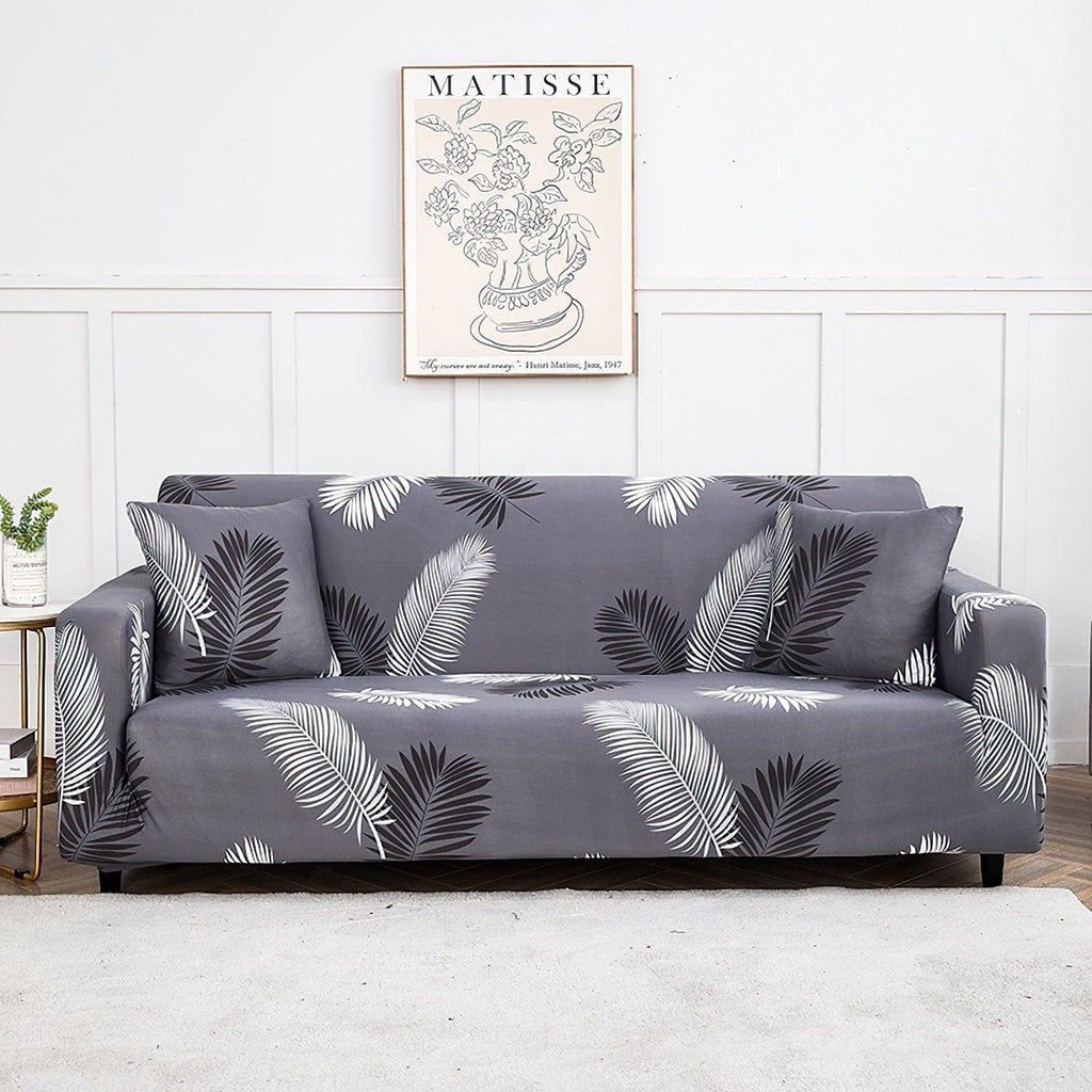 Fabrella Exclusive Stretchable Sofa Cover - Charcoal Fern