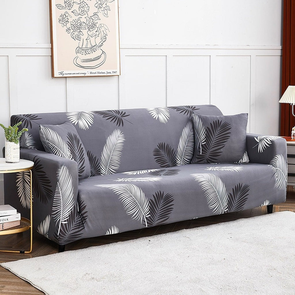 Fabrella Exclusive Stretchable Sofa Cover - Charcoal Fern