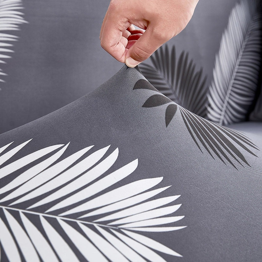 Fabrella Exclusive Stretchable Sofa Cover - Charcoal Fern