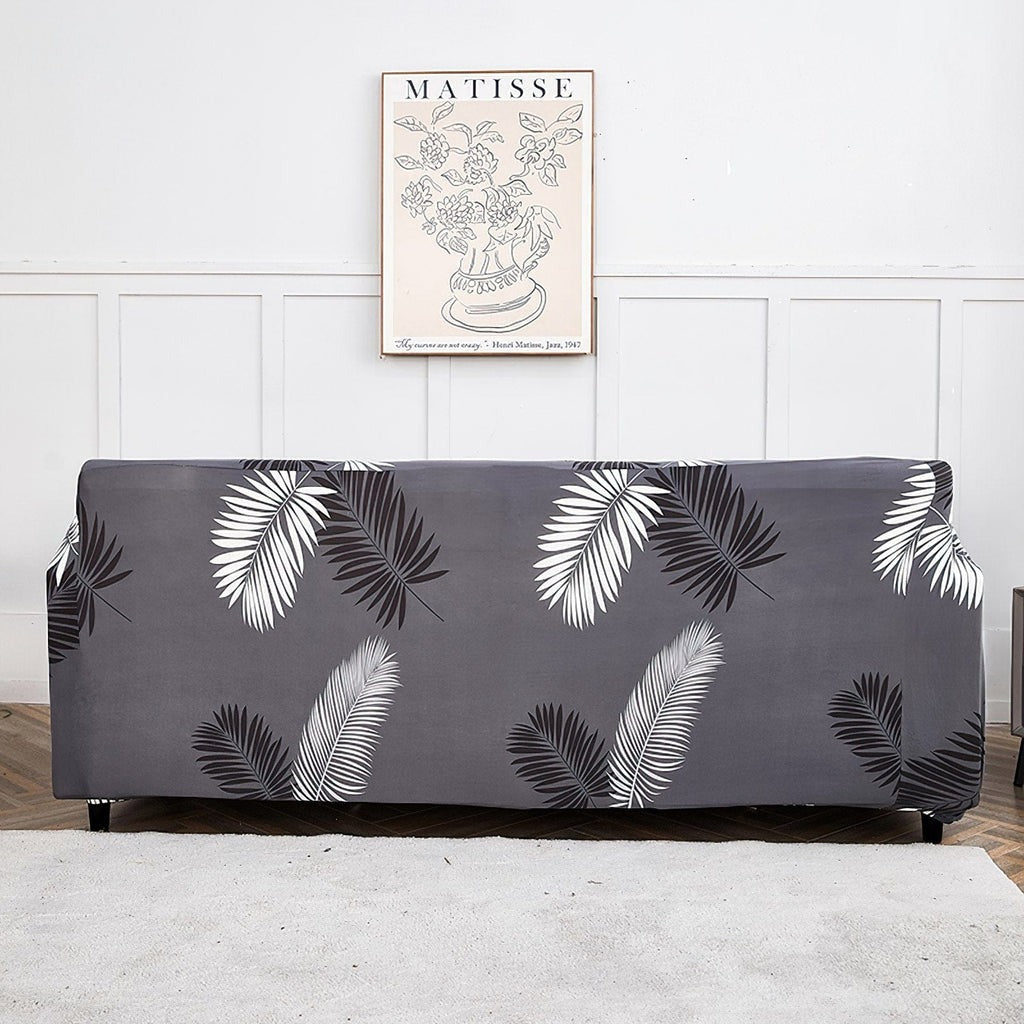 Fabrella Exclusive Stretchable Sofa Cover - Charcoal Fern