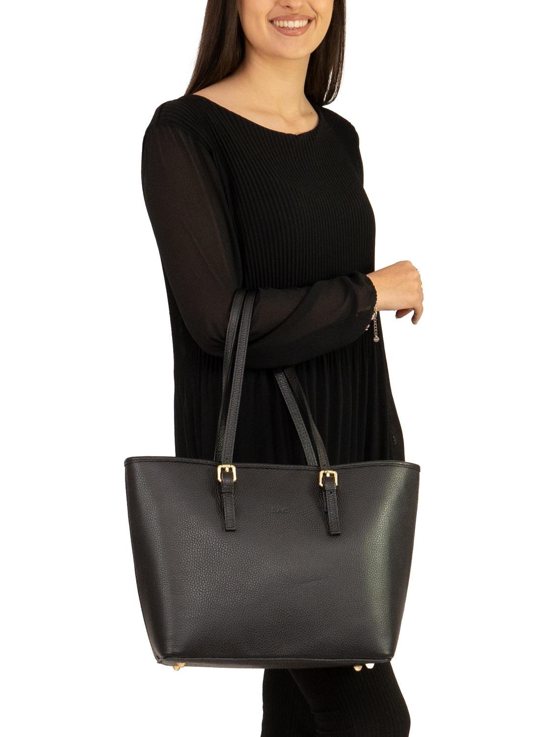 Drazo leather black Tote bag