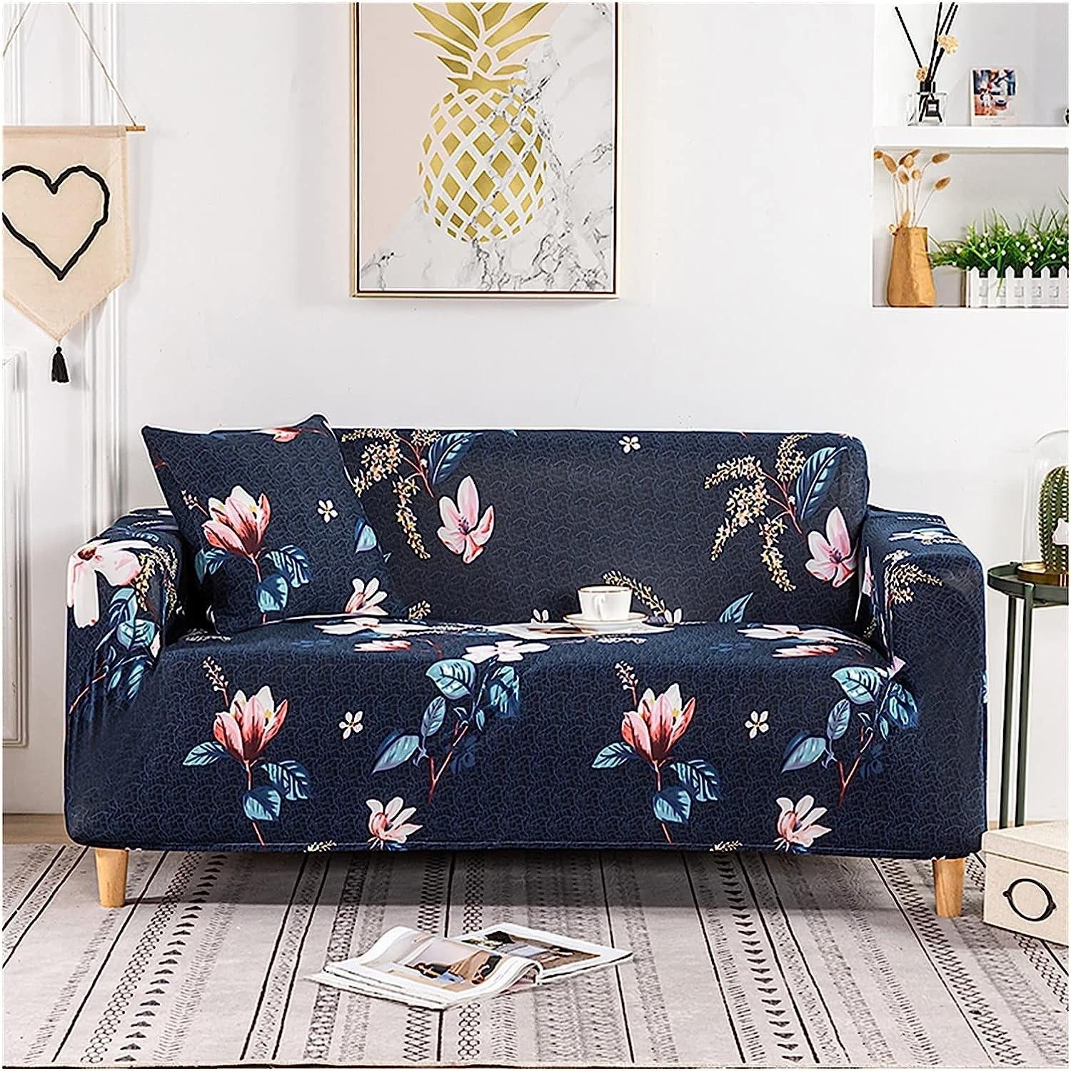 Fabrella Exclusive Stretchable Sofa Cover - Lotus Blue